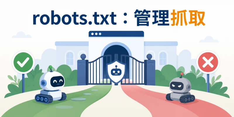 robots.txt 設定示意圖，管理搜尋引擎檢索器允許與禁止抓取的路徑。